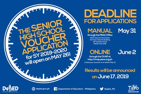 Application for Senior High School Voucher Program opens May 26.